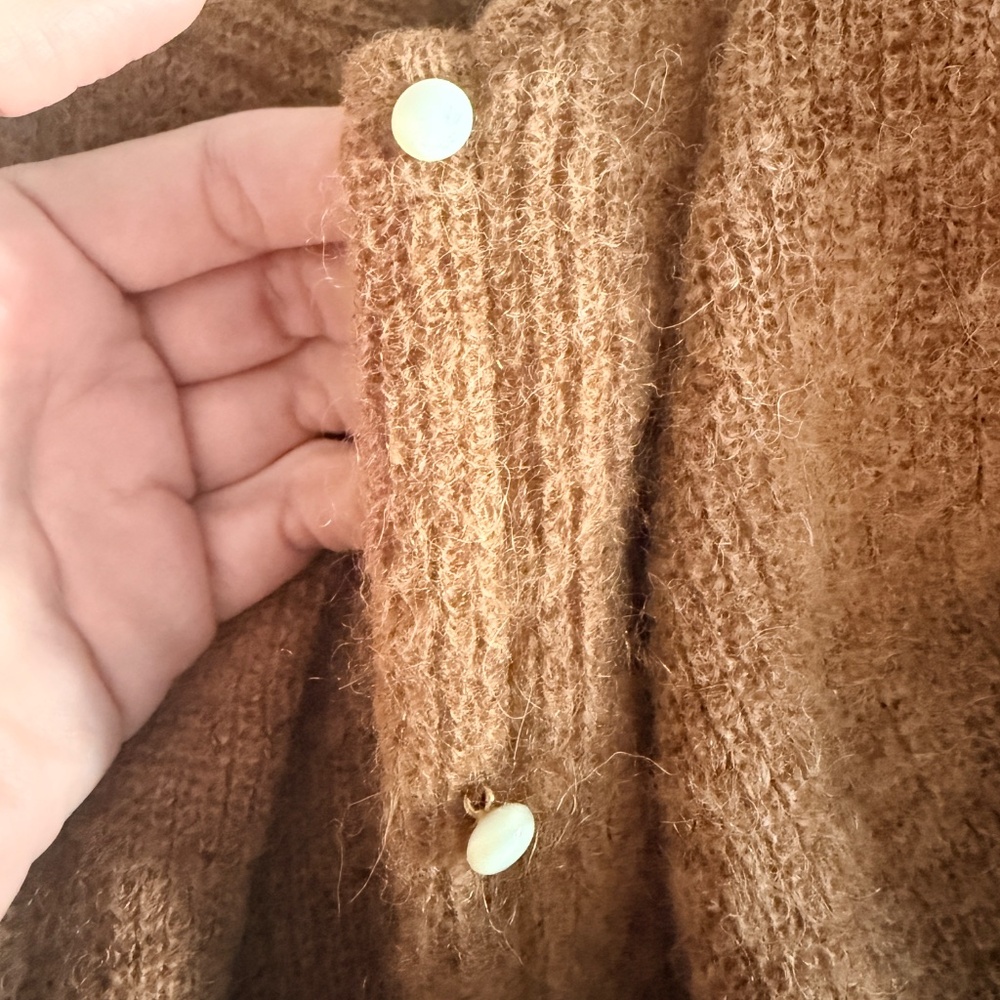 Sezane Brown Cozy Button-Front Sweater Cardigan - Picture 3 of 6